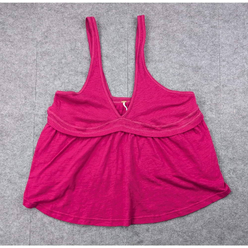 Free People Zinia Tank Womens Large Babydoll Relaxed Pink Y2K Preppy Coastal